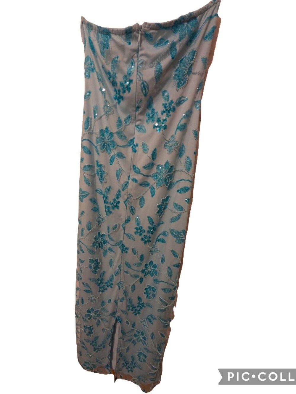 Peppermayo Aqua Blue Beaded Strapless Dress, Size 6 - Picture 5 of 6